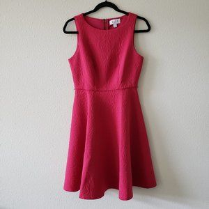 ELLE Pink Embossed Rose Pattern A-line Sleeveless Dress XS